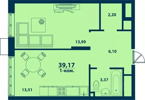 1-к кв. Башкортостан, Уфа ул. Ивана Спатара, 14 (39.17 м)