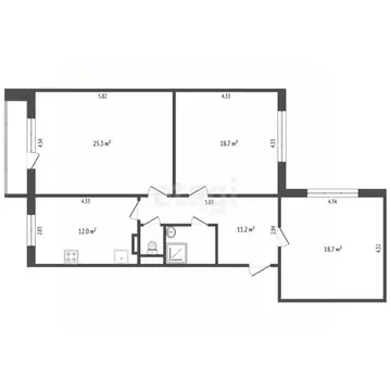 3-к кв. Омская область, Омск СибНИИСХоз мкр, пер. 1-й Башенный, 6 ...