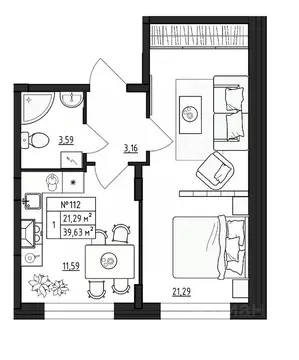 1-к кв. Ленинградская область, Гатчинский муниципальный округ, д. ...