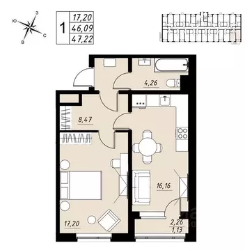 1-к кв. Тамбовская область, Тамбов Телецентр мкр, Строганов жилой ...