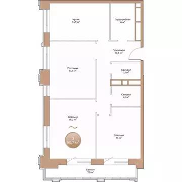 3-к кв. Красноярский край, Красноярск ул. Партизана Железняка (90.7 м)