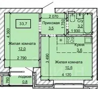 2-к кв. Алтайский край, Барнаул ул. Анатолия (33.7 м)