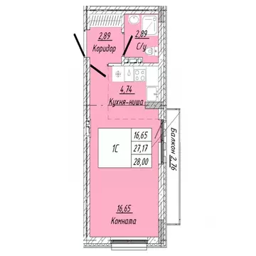 1-к кв. Омская область, Омск ул. 2-я Дачная (28.0 м)