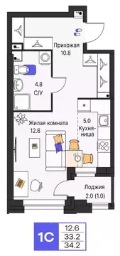 Студия Пермский край, Пермь ул. Карла Модераха, 7 (34.2 м)