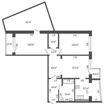 3-к кв. Мордовия, Саранск просп. 70 лет Октября, 63 (65.3 м)