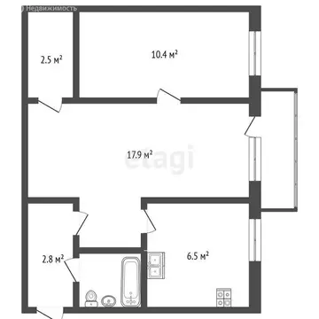 2-комнатная квартира: Челябинск, улица Цвиллинга, 47Б (40.4 м)
