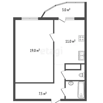 1-комнатная квартира: Санкт-Петербург, улица Ворошилова, 31к1 (41.3 м)