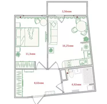1-комнатная квартира: Санкт-Петербург, Коломяжский проспект, 13к3 ...