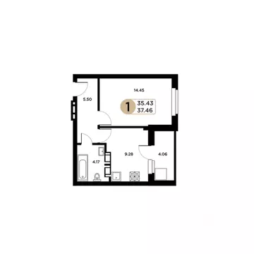 1-к кв. Самарская область, Самара Московское шоссе, 18-й км, 55 (35.43 ...