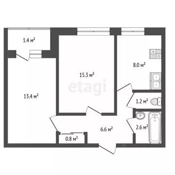 2-к кв. Нижегородская область, Нижний Новгород Запрудная ул., 3 (47.9 ...