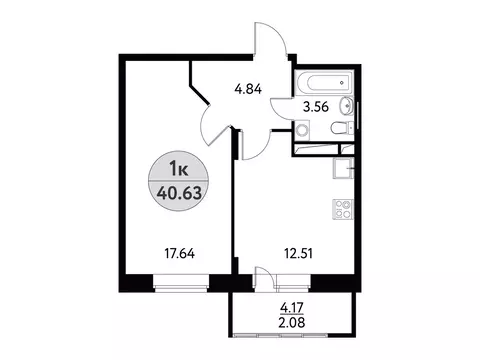1-комнатная квартира: Щёлково, Фряновское шоссе, 13 (40.63 м)