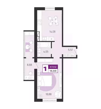 1-к кв. Брянская область, Брянск Литейная ул., 67 (47.02 м)