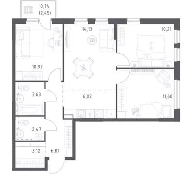 3-к кв. Башкортостан, Уфа Дема жилрайон, Новая Дема жилой комплекс, ...