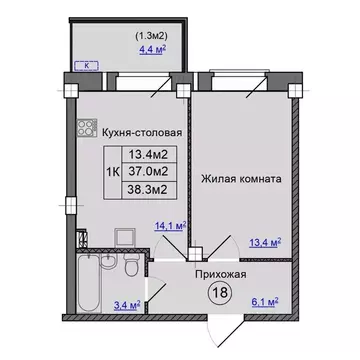 1-к кв. Псковская область, Псковский район, Завеличенская волость, д. ...