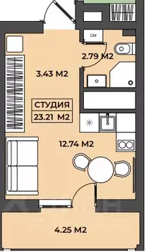 1-к кв. Башкортостан, Уфа ул. Адмирала Макарова, 29 (23.21 м)
