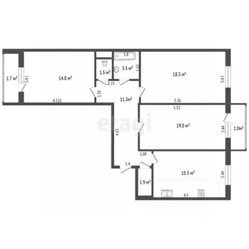 3-к кв. Мордовия, Саранск ул. Комарова, 16 (85.6 м)