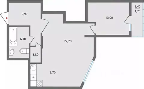 2-к кв. Липецкая область, Липецк ул. Ф.С. Игнатьева, 33к2 (68.9 м)