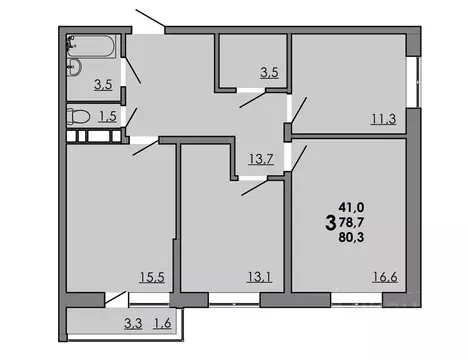 3-к кв. Ростовская область, Ростов-на-Дону Левенцовский мкр,  (80.3 м)