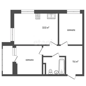2-комнатная квартира: Тюмень, улица Газовиков, 36 (52.2 м)