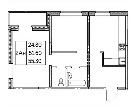 2-к кв. Чувашия, Чебоксары ул. П.В. Дементьева, поз1 (55.3 м)