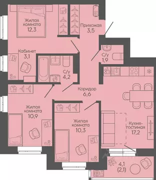 3-к кв. Волгоградская область, Волгоград Трехгорная ул., 27 (72.1 м)