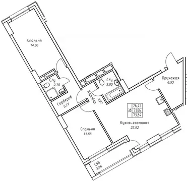 3-к кв. Саха (Якутия), Якутск 11-й кв-л,  (73.84 м)