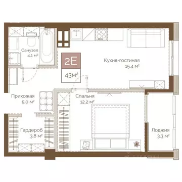 2-к кв. Приморский край, Владивосток Днепровский жилой комплекс (43.65 ...