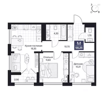2-к кв. Волгоградская область, Волгоград просп. Имени В.И. Ленина, 59Г ...