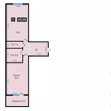 1-к кв. Ставропольский край, Ставрополь ул. Южный обход, 53В (40.25 м)