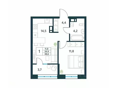 1-к кв. Забайкальский край, Чита Хороший мкр, 16 (38.6 м)