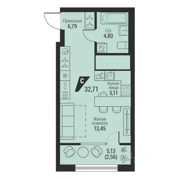 1-к кв. Свердловская область, Екатеринбург просп. Космонавтов, 100 ...