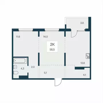 2-к кв. Новосибирская область, Новосибирск На Игарской кв-л,  (58.5 м)