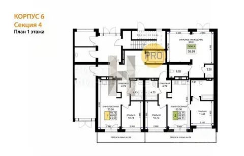 2-к кв. Калининградская область, Гурьевск Включи жилой комплекс (62.79 ...
