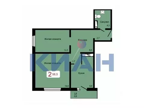 2-к кв. Красноярский край, Красноярск Аральская ул., 51А (58.5 м)