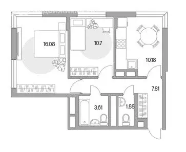2-комнатная квартира: Мытищи, Тенистый бульвар, 1 (48 м)