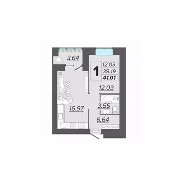 1-к кв. Брянская область, Брянск Архитектор жилой комплекс (41.01 м)
