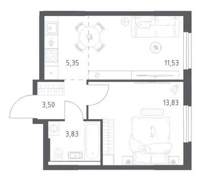 1-к кв. Башкортостан, Уфа ул. Минигали Губайдуллина, 8к9 (38.04 м)