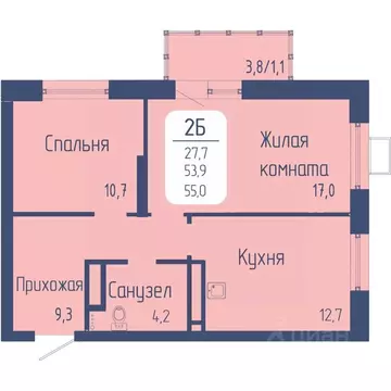2-к кв. Красноярский край, Красноярск Свободный просп. (55.0 м)