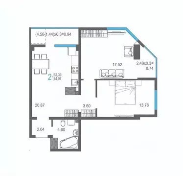 2-к кв. Крым, Ялта ул. Кирова, 155Ак1 (64.07 м)