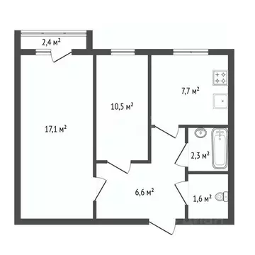 2-к кв. Башкортостан, Уфа Российская ул., 54А (43.4 м)