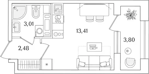 Студия Санкт-Петербург Аурум жилой комплекс (20.8 м)