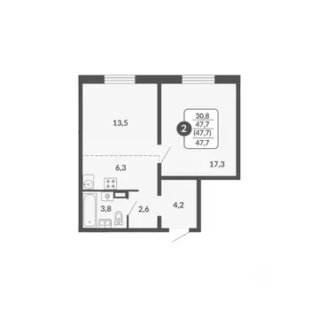 2-к кв. Кировская область, Киров Московская ул., 209 (47.7 м)