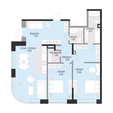 2-к кв. Москва Садовническая наб., 71 (110.84 м)