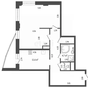 2-к кв. Московская область, Реутов ул. Реутовских ополченцев, 2 (71.0 ...