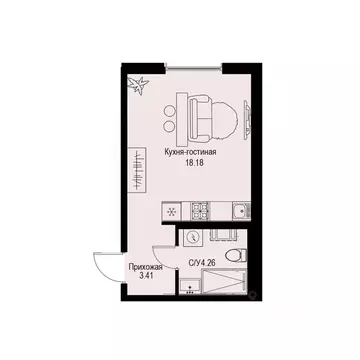 Студия Санкт-Петербург ул. Профессора Попова, 38 (25.85 м)