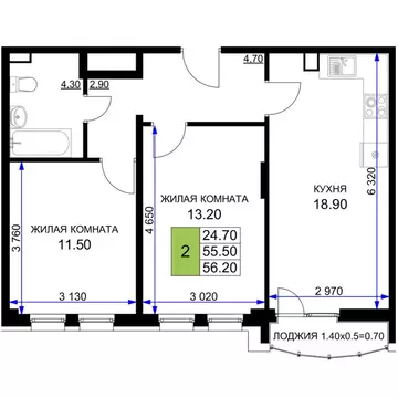 2-к кв. Краснодарский край, Анапа проезд Межсанаторный, 20К (56.2 м)
