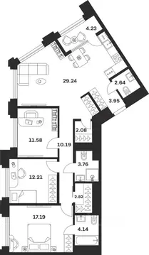 3-к кв. Тульская область, Тула ул. Болотникова, 4 (104.03 м)