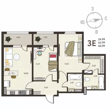 2-к кв. Воронежская область, с. Новая Усмань, Ольха мкр  (66.99 м)