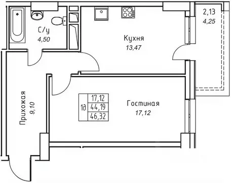 1-к кв. Саха (Якутия), Якутск 11-й кв-л,  (46.32 м)