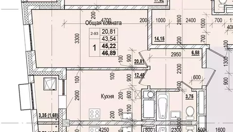 1-к кв. Саха (Якутия), Якутск ул. Чкалова (45.22 м)